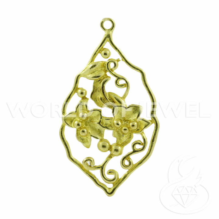 Bronce Cepillado Componente Flores Barrocas 18x33mm 26uds Dorado