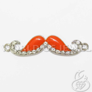 Componente Di Ottone Baffo Moustache 55x12mm 18pz Rodiato Arancio Fluo