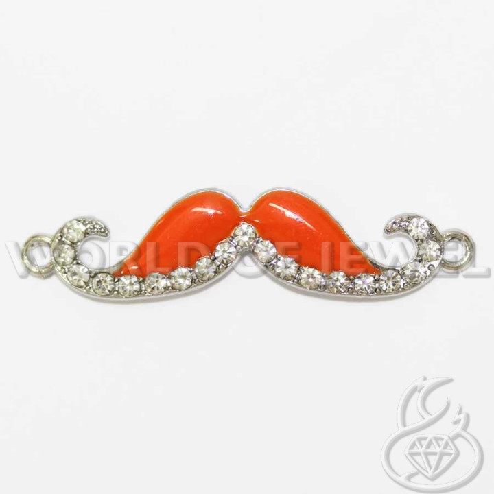 Mustache Mustache Brass Component 55x12mm 18τμχ Ρόδιο Fluo Orange
