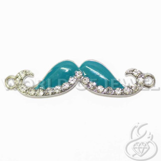 Componente Di Ottone Baffo Moustache 55x12mm 18pz Rodiato Blu Petrolio