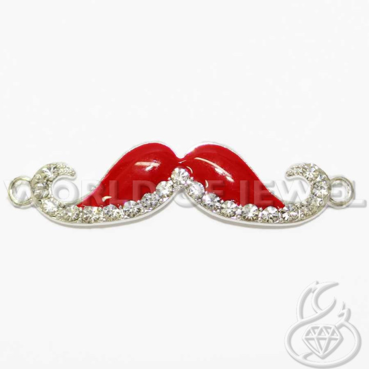 Mustache Mustache Brass Component 55x12mm 18τμχ Κόκκινο Ρόδιο