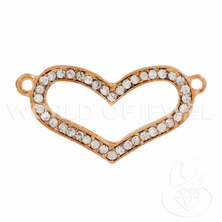 Componente Latón Con Espaciador Corazón De Strass 37x19mm 25uds Cobre