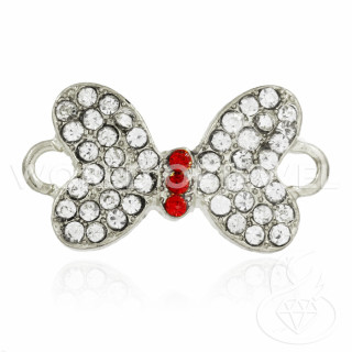 Componente Latón Con Espaciador Lazo Plata Strass 25x15mm 25uds