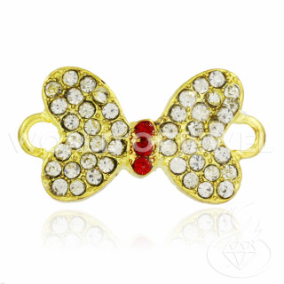 Componente de latón con espaciador de lazo de diamantes de imitación 25x15mm 25pcs dorado