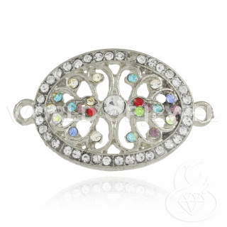 Componente Latón Con Espaciador Oval Strass 20x35mm 25uds Plata