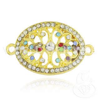 Componente Latón Con Espaciador Oval Strass 20x35mm 25uds Dorado