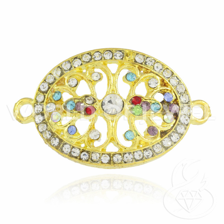 Componente Latón Con Espaciador Oval Strass 20x35mm 25uds Dorado