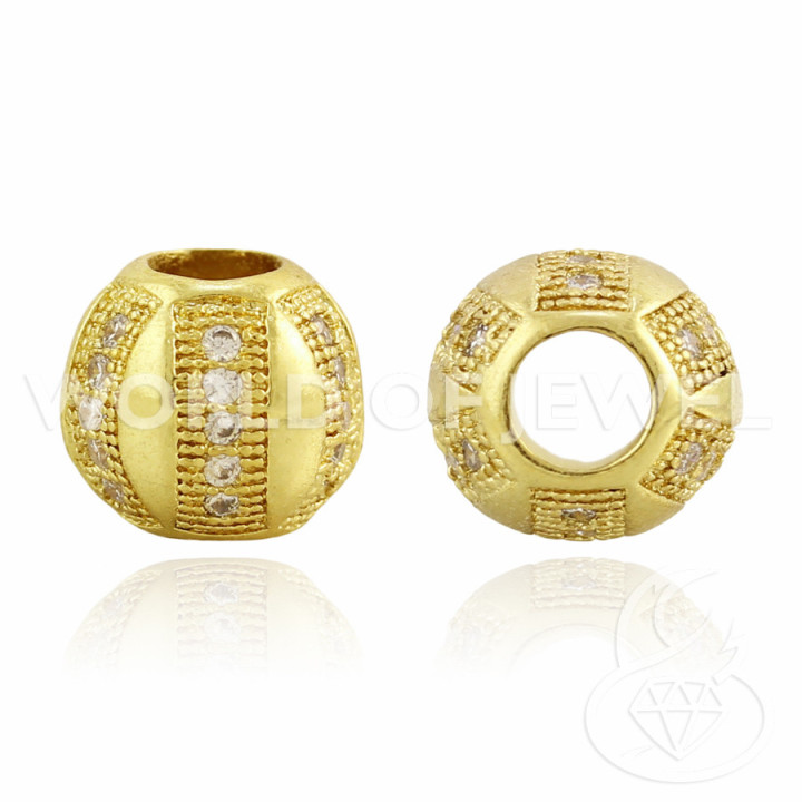 Messingkomponente mit Zirkonkugel 10 mm Loch 4 mm 7 Stk. Golden