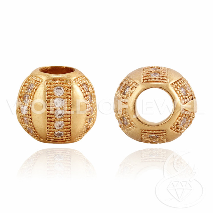 Componente de latón con circonitas Bola 10 mm Agujero 4 mm 7 piezas Cobre