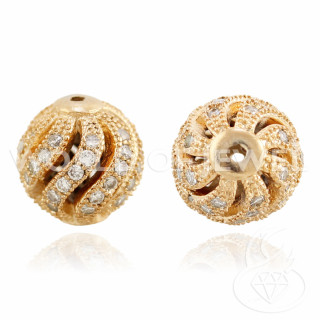 Composant Laiton Avec Boule Zircons Sphère 8mm 8pcs Cuivre