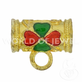 Cloisonné 'Composant Tube Laiton Émaillé Avec Anneau 07x12mm 40pcs Doré