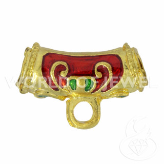 Επισμάλτο Ορειχάλκινο Εξάρτημα Cloisonne' Tube Με Δαχτυλίδι 09x20mm 30τμχ Χρυσό