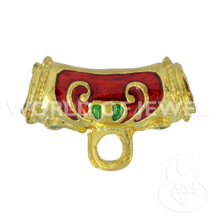 Cloisonne 'Tubo de componente de latón esmaltado con anillo 09x20mm 30pcs Dorado