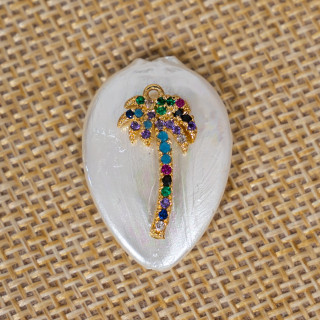 Componente Intermedio De Perlas De Mallorca Lagrima Con Circonitas Multicolor Pavè Palma 18x25mm 6pcs