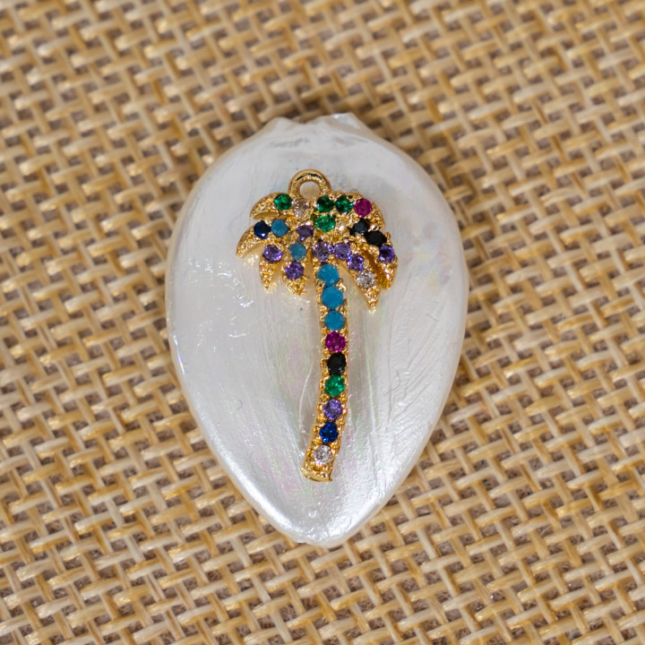 Συστατικό Teardrop Majorcan Pearls Intermediate με Πολύχρωμα Ζιργκόν Pavè Palma 18x25mm 6τμχ