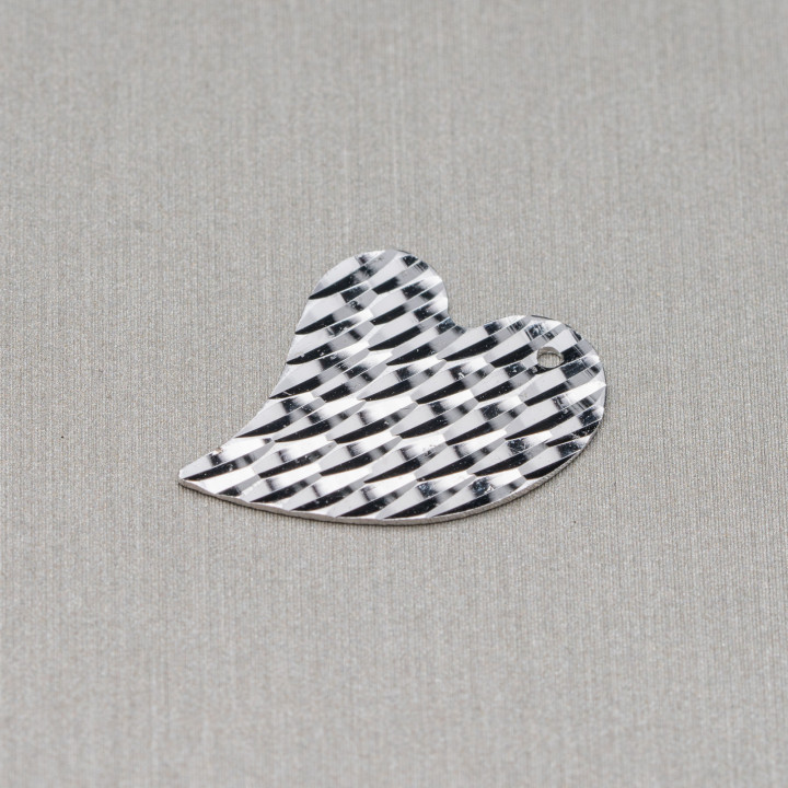 Anhänger aus 925er Sterlingsilber, maschinell bearbeitete Herzplatte, doppelseitig, 15 x 21 mm, 10 Stk