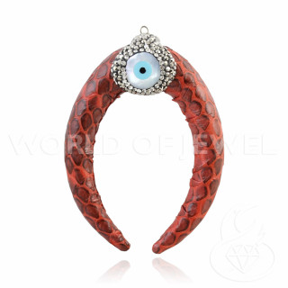 Componente Colgante De Imitación De Cuero Con Marcasita Y Piedras Duras 30x50mm - Rojo