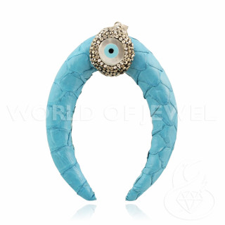 Componente Colgante De Imitación De Cuero Con Marcasita Y Piedras Duras 30x50mm - Turquesa