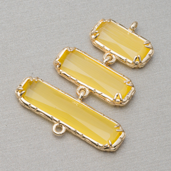 Cat's Eye Cabochon Component Connector Set 30x36mm 4pcs Scalable Light Yellow