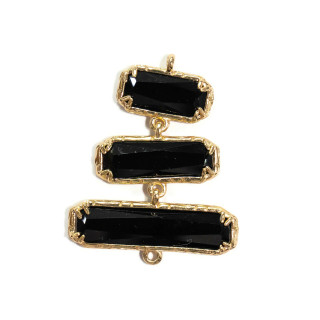 Cat's Eye Cabochon Component Connector Set 30x36mm 4τμχ Μαύρο