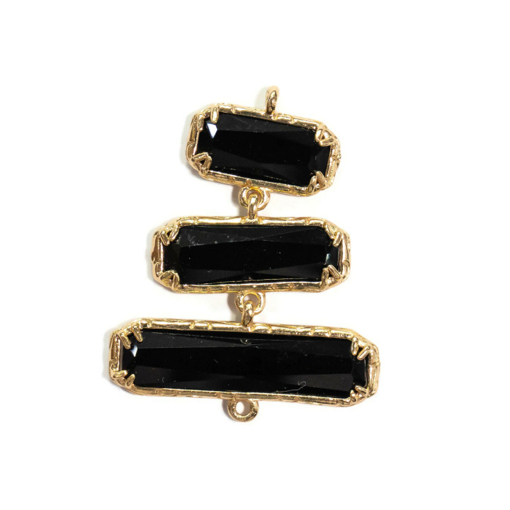 Cat Eye Cabochon Component Connector Set 30x36mm 4pcs A Scalar Black