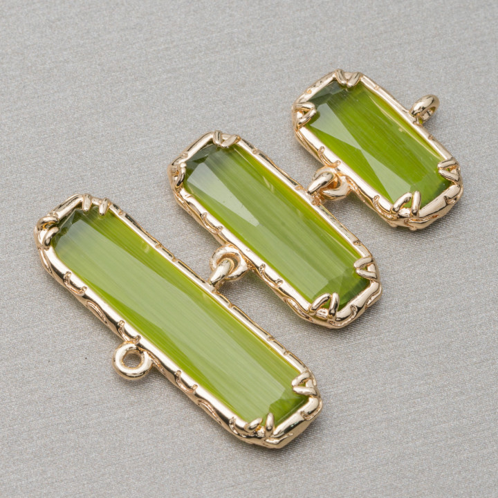 Juego de conectores de componente de cabujón de ojo de gato 30x36 mm 4 piezas A escalar verde oliva