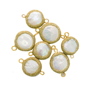 Connecteur de composant avec perles de rivière bordées de paillettes 2 anneaux 15-18mm 10pcs