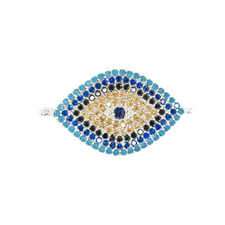 Bronze Connectors With CZ Zircons Set With 2 Rings 15x23mm 4pcs MOD2