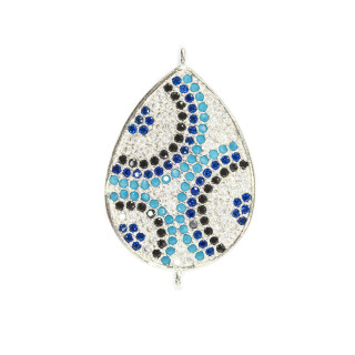 Conectores De Bronce Con Circonitas Engastadas Con 2 Anillos 16x22mm 4pcs