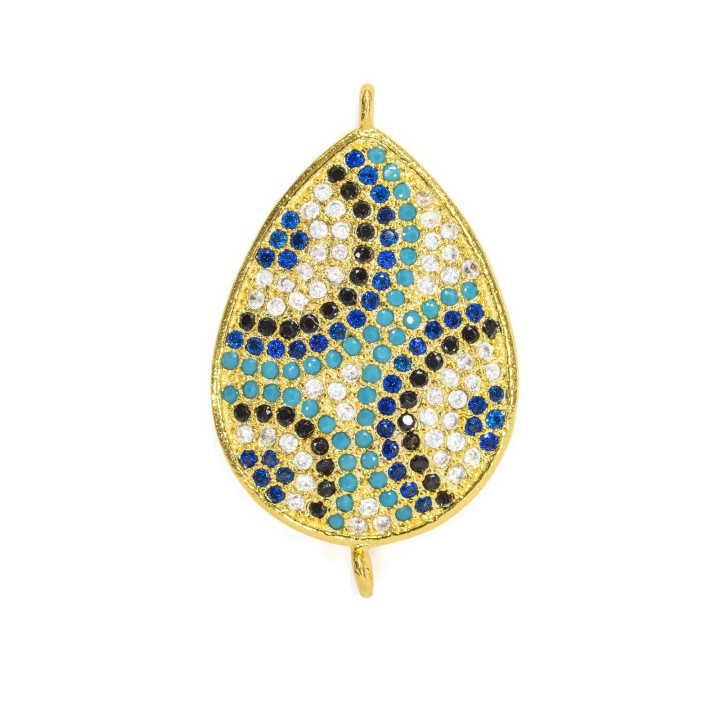 Bronze Connectors With Zircons Σετ Με 2 Δαχτυλίδια 16x22mm 4τμχ MOD2