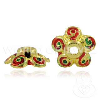 Coppette Di Ottone Smaltato Cloisonne' Fiore 10mm 40pz