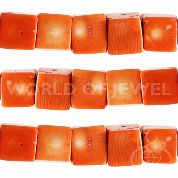 Corallo Bamboo Arancio Cubo 11-13mm