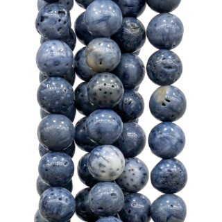 Corallo Bamboo Fossile Blu Tondo Liscio  8mm