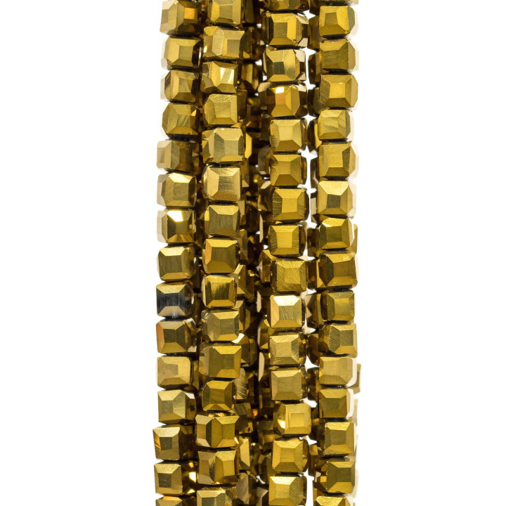 Faceted Cube Crystals 04mm Χρυσό