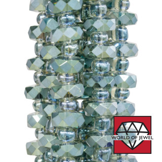 Κρύσταλλοι Rondelle Faceted 8x3,6mm Πράσινο Σατέν