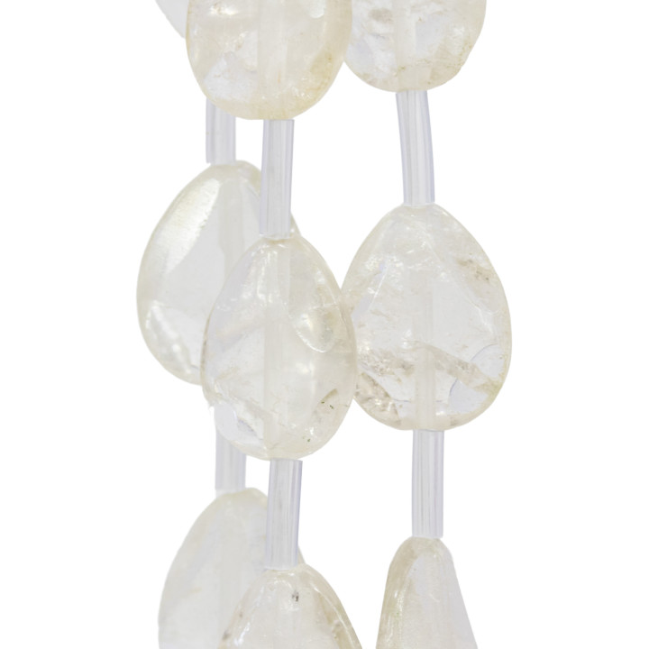 Gouttes à facettes plates en cristal de roche satiné mat 20x30mm 10pcs